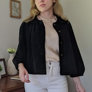 Vintage Cropped Puff Sleeve Suede Jacket